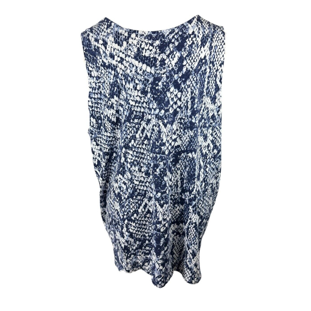 Belle Kim Gravel Printed Slub Knit Shrug and Tank Set Indigo Snake Plus Size 4X - Picture 9 of 16